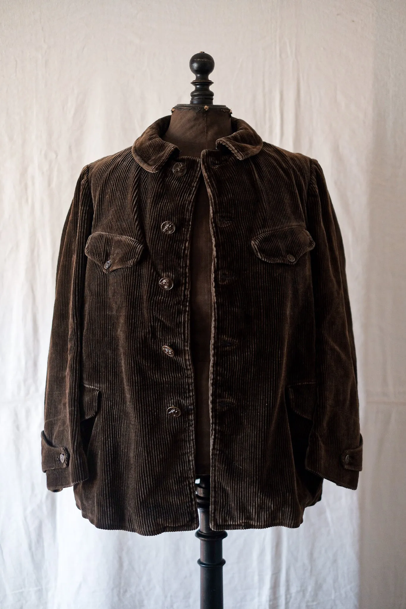 [~ 30's] Veste de chasse en velours côtelé brune vintage française