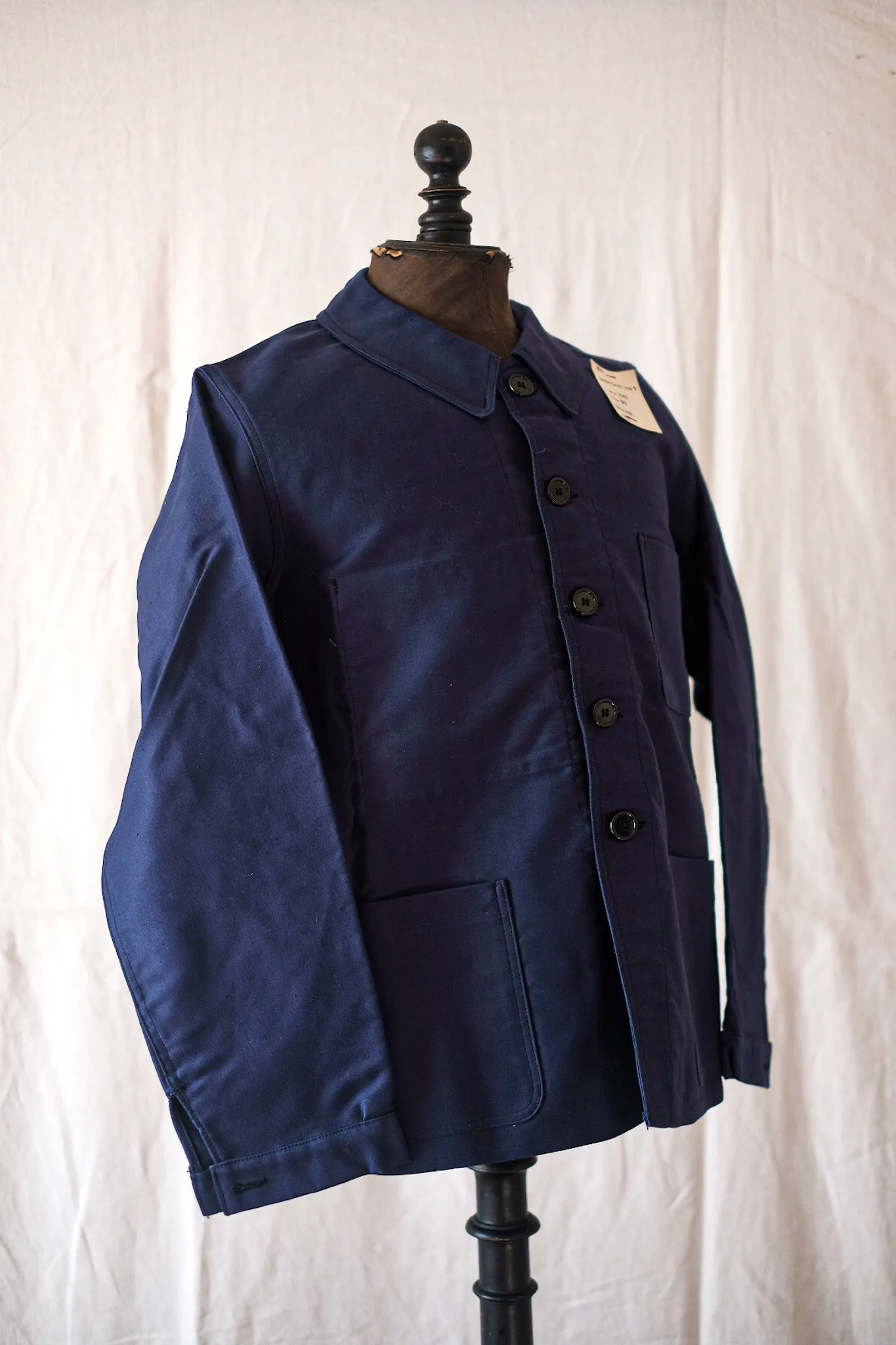 [~ 40's] Veste de travail de moleskin bleu vintage française 