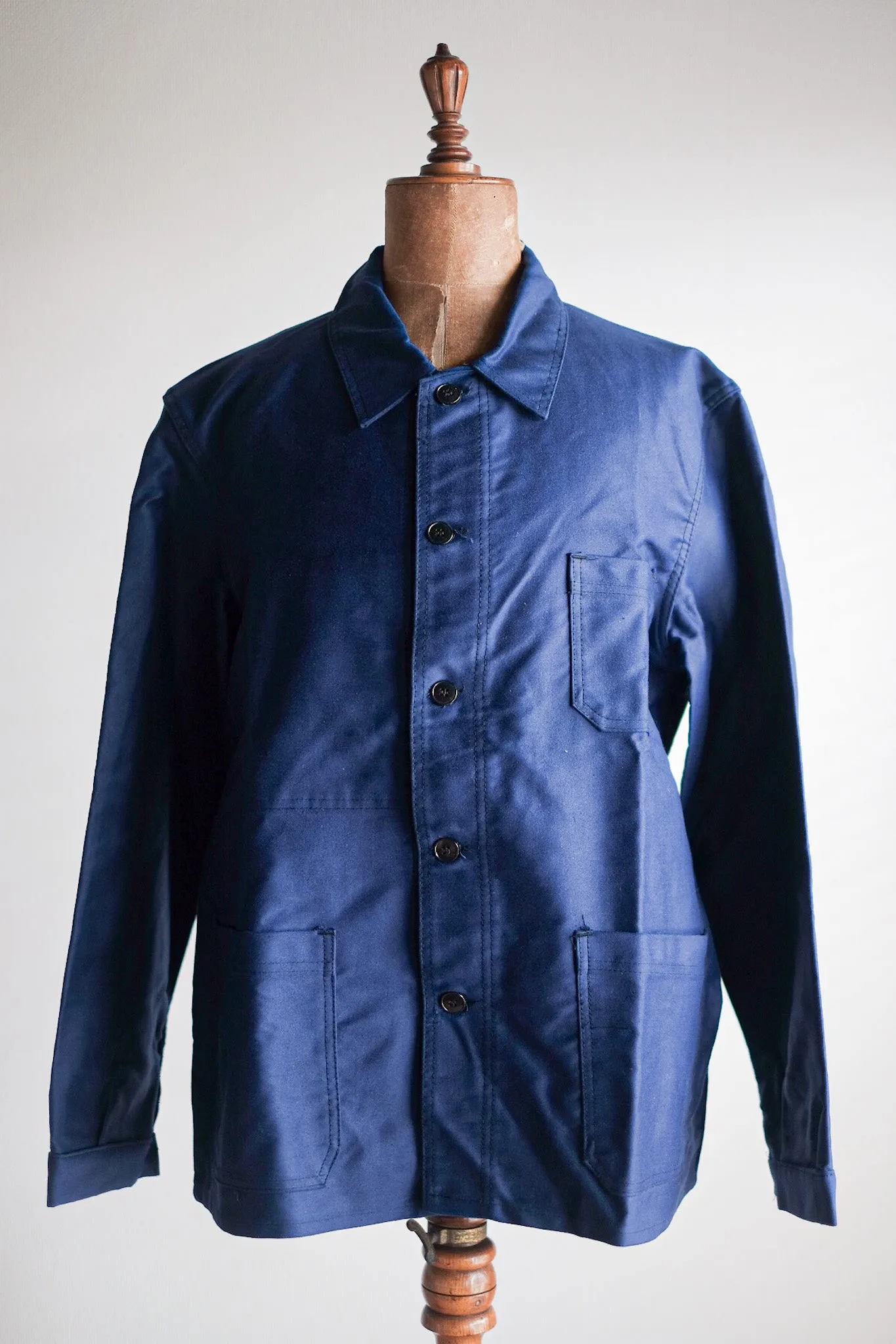 [~ 60's] Veste de travail de moleskin bleu vintage française 