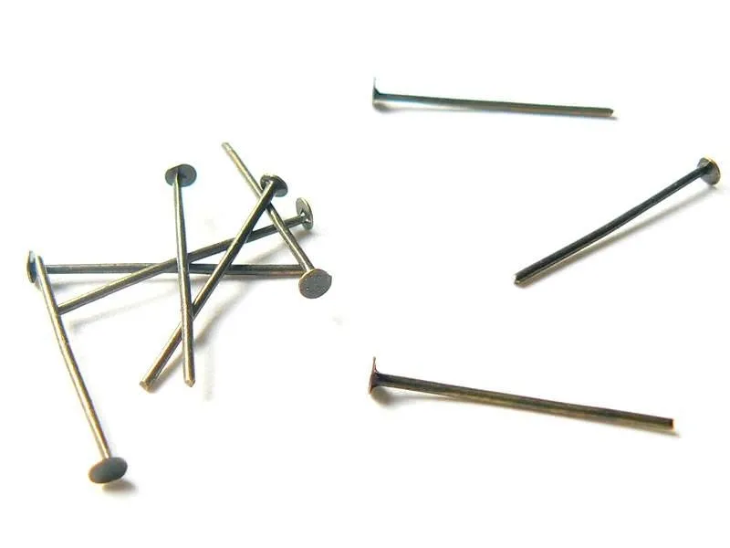 10 clous couleur bronze à tête plate - 20 mm