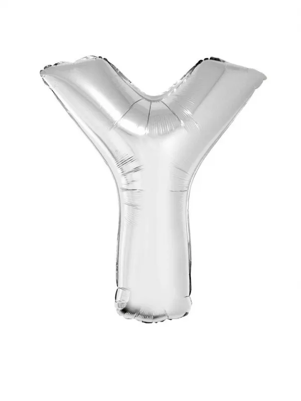 Ballon métallisé argenté lettre -Y- taille 102cm