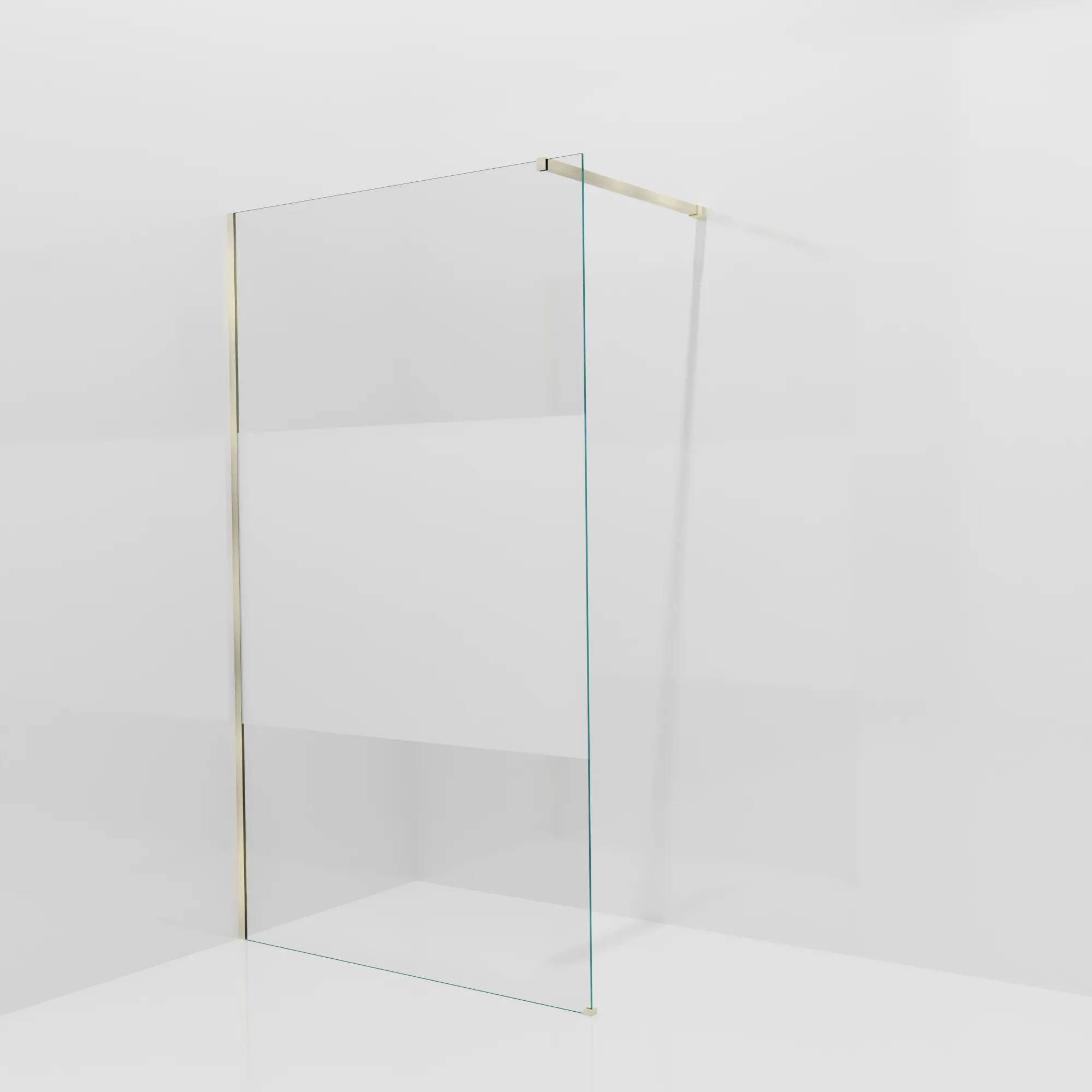 Balmani Modular douche à l'italienne: 120 x 200 cm, Verre transparent avec bande mate, Profil Brushed Champagne Gold