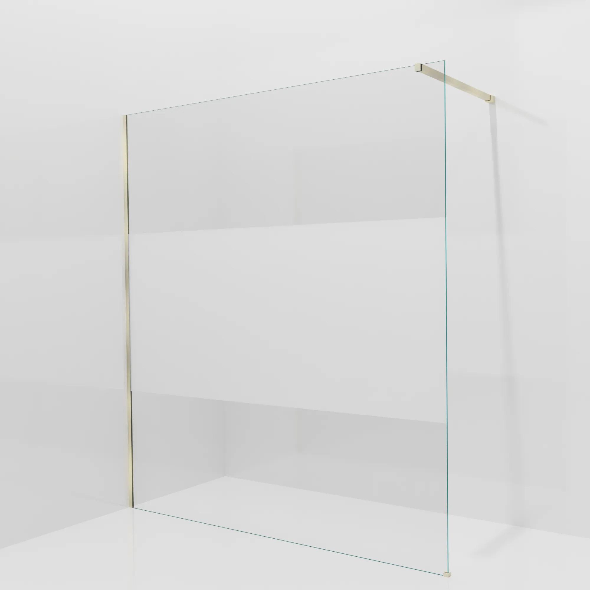 Balmani Modular douche à l'italienne: 180 x 200 cm, Verre transparent avec bande mate, Profil Brushed Champagne Gold