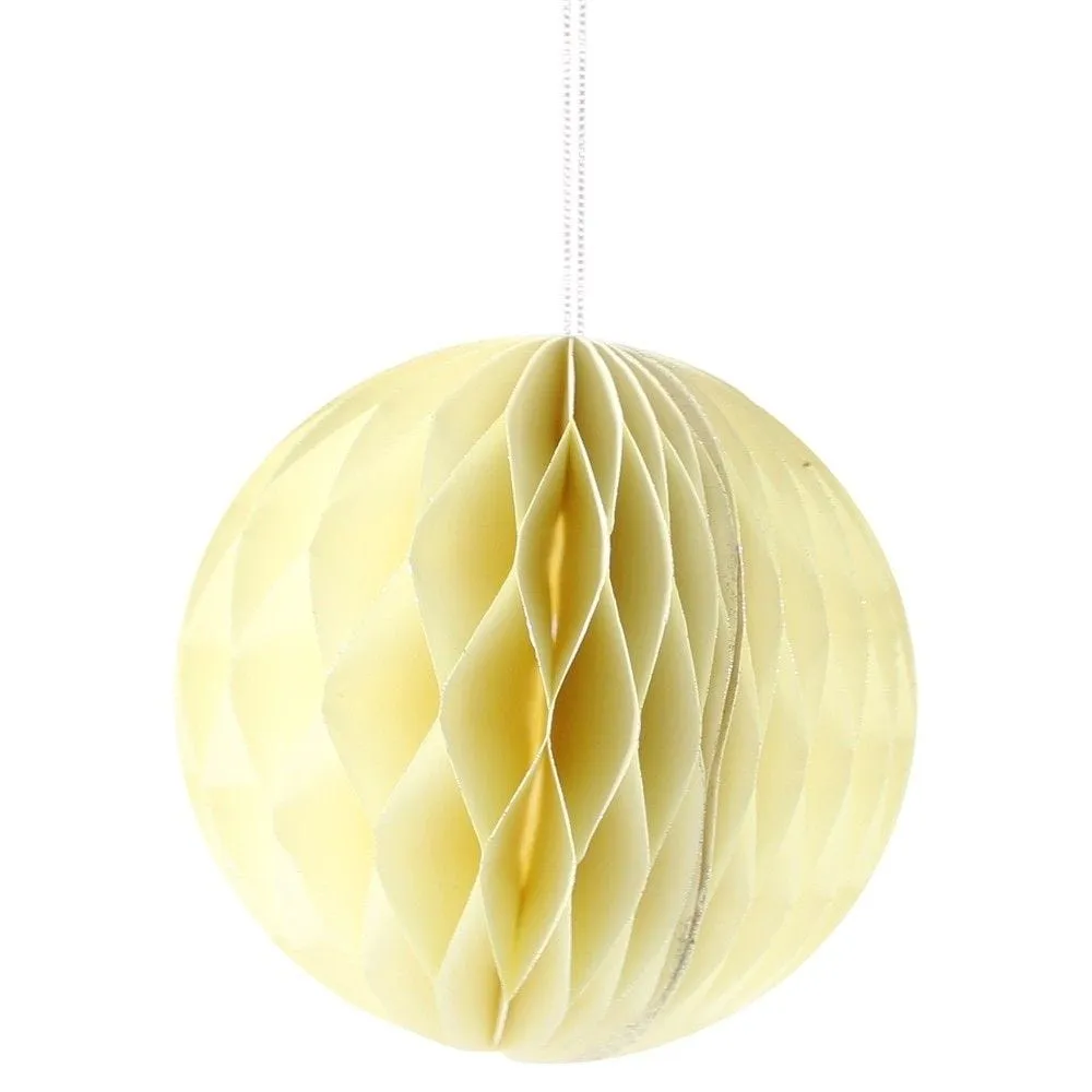 Boule en papier plié blanc liseré or Ø15cm