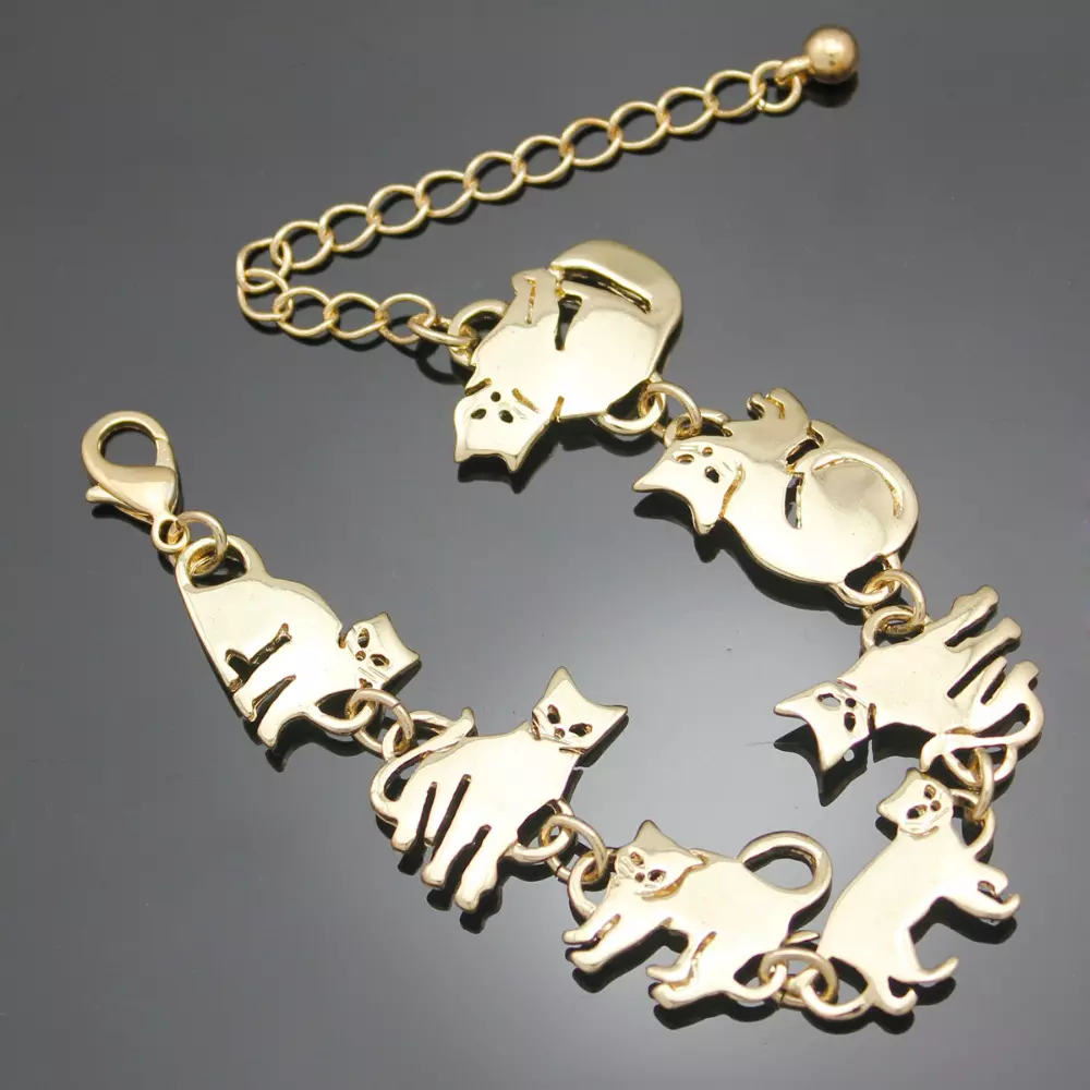 Bracelet chat couleur or