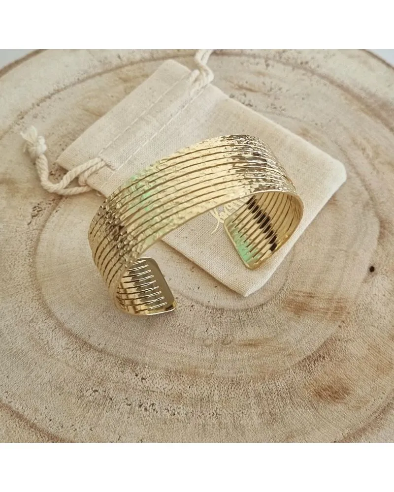 Bracelet manchette acier texturé | Bohm Paris | Zosha Collection