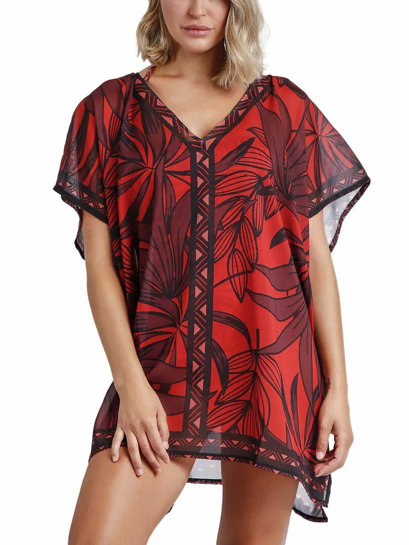 Caftan de plage Sunset Palm - Marron