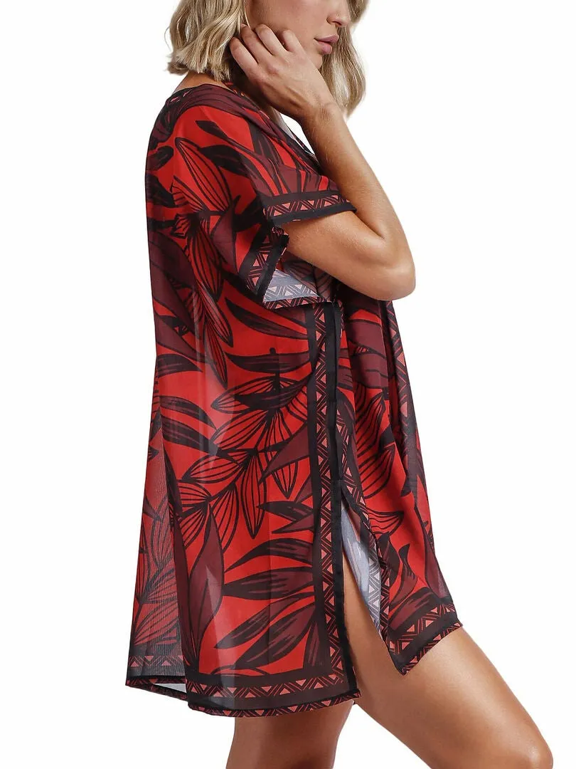Caftan de plage Sunset Palm - Marron