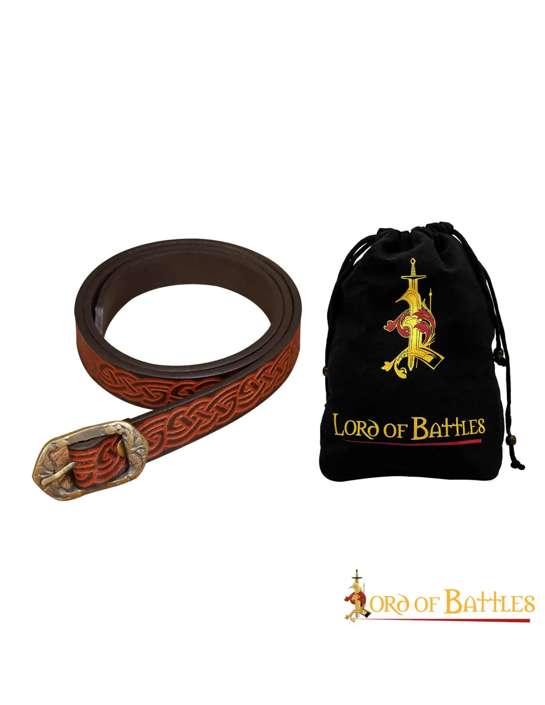 Ceinture médiévale en cuir avec noeuds celtiques en relief ⚔️ Boutique Épées