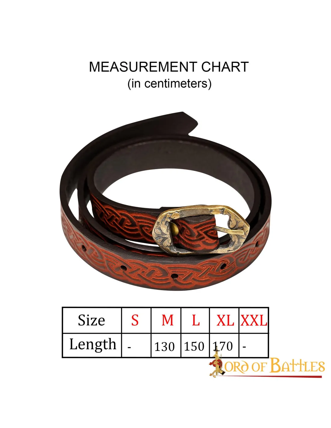Ceinture médiévale en cuir avec noeuds celtiques en relief ⚔️ Boutique Épées