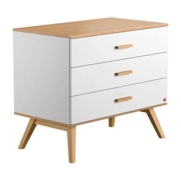 Chambre duo lit 60x120 + commode blanc - Collection Nautis