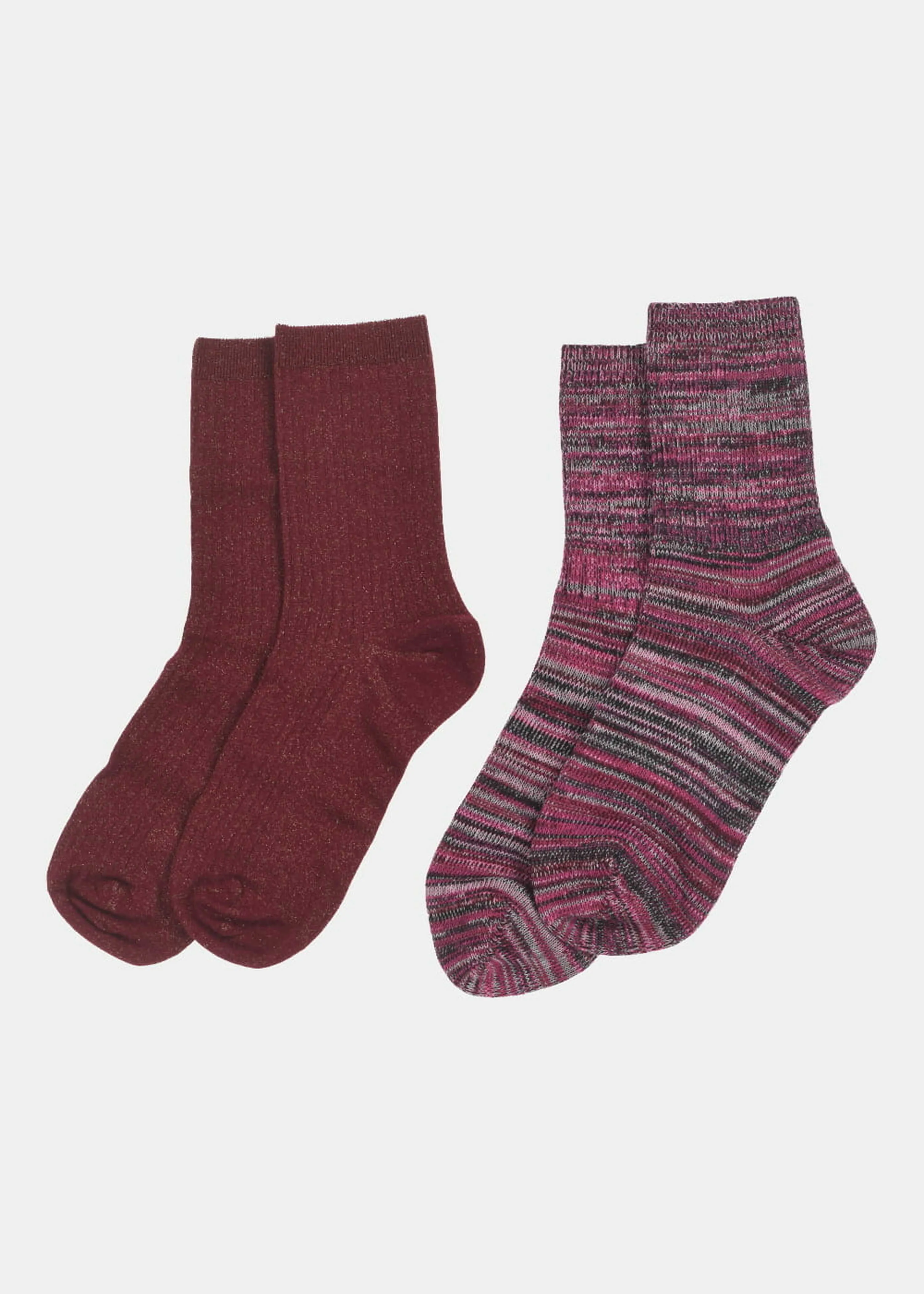 Chaussettes rayées prune