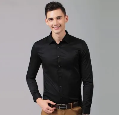 Chemise cintrée classique pour homme 100% coton manches longues