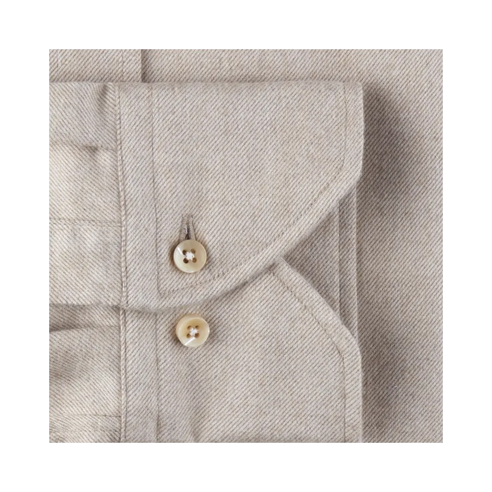 Chemise cintrée Stenstroms en flanelle beige