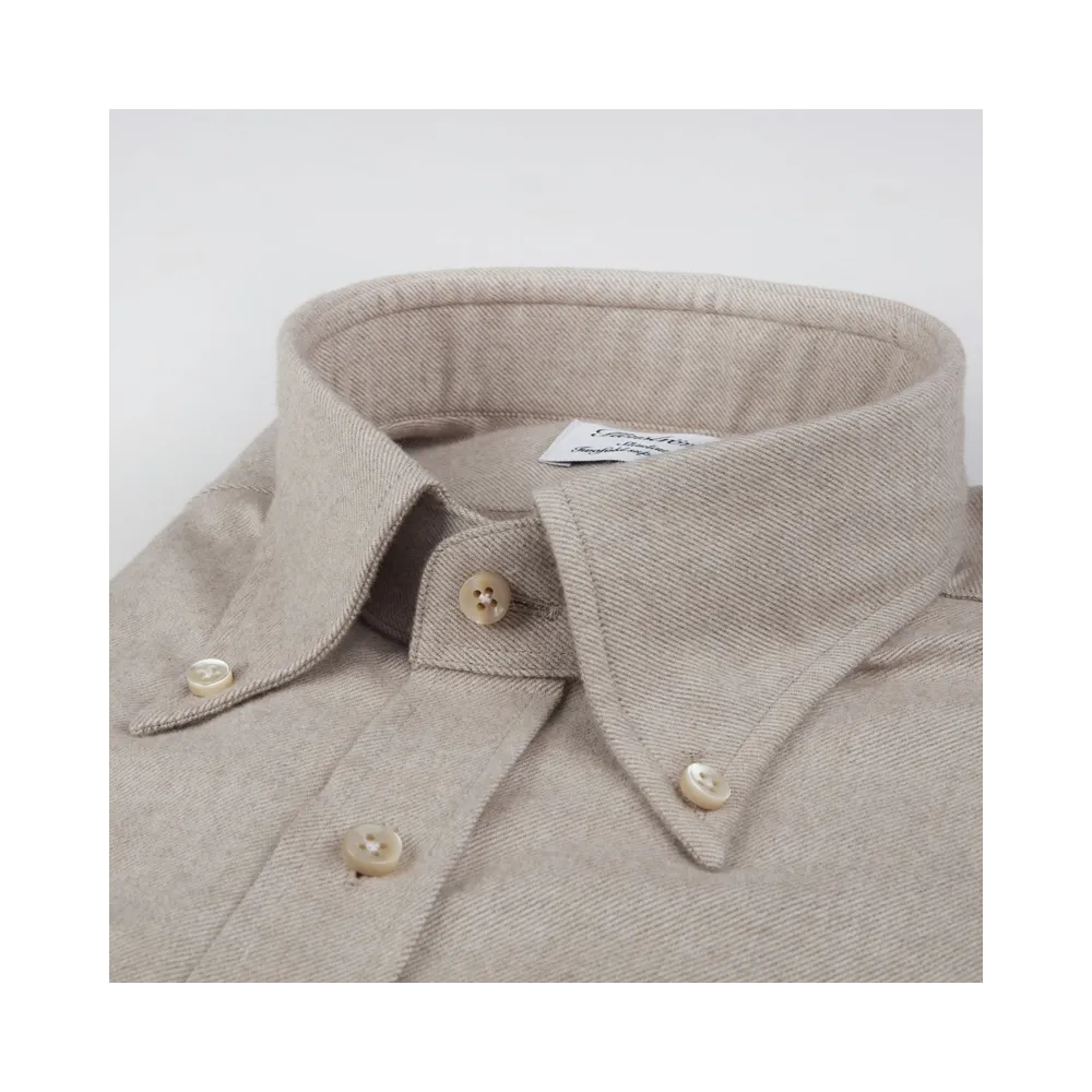 Chemise cintrée Stenstroms en flanelle beige
