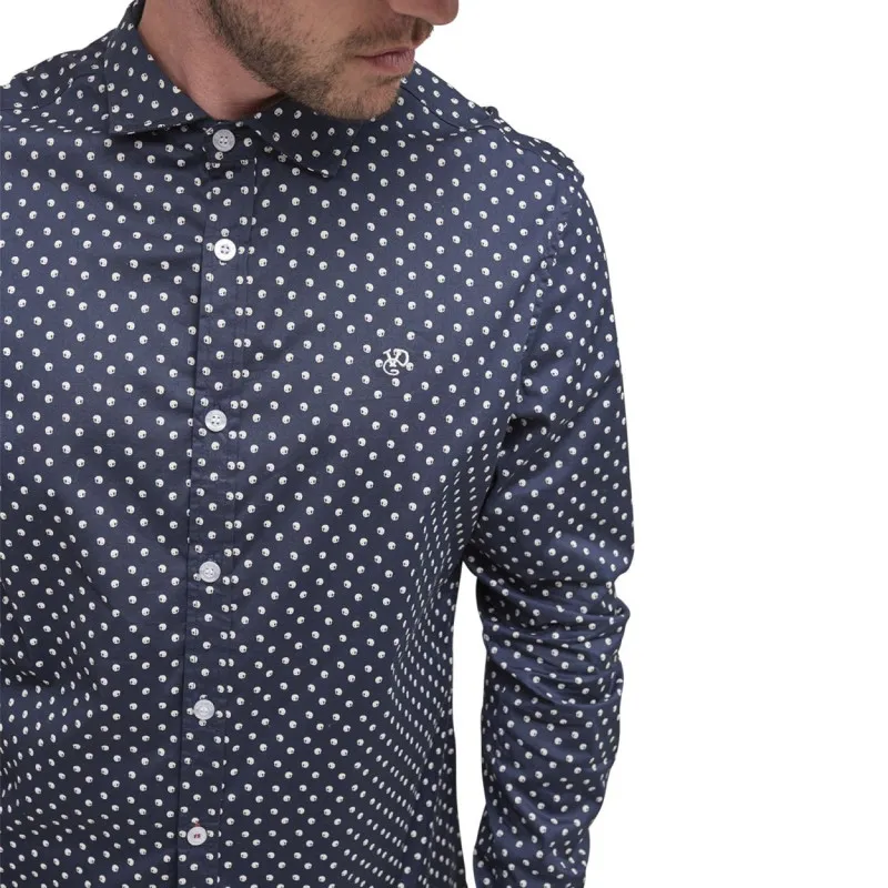 Chemise en Coton coupe Cintrée Manches longues Bleue LEO | Homme - Vondutch
