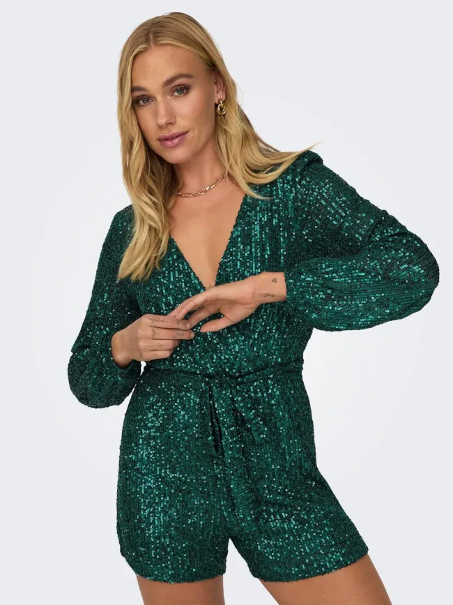 Combishort à sequins emine vert femme - Only | wimod