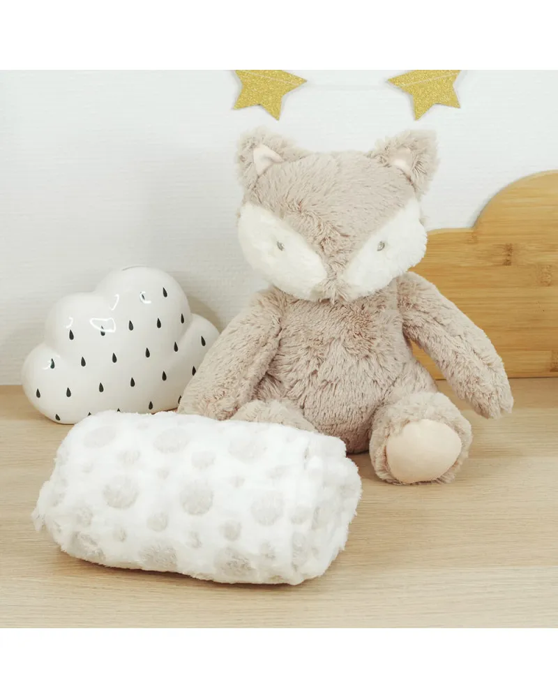 Couverture polaire personnalisée et peluche renard
