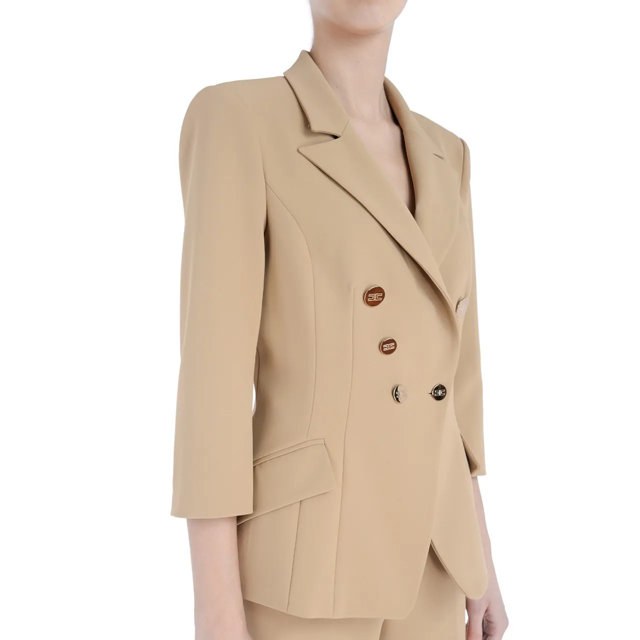 Elisabetta Franchi Veste cintrée de couleur camel