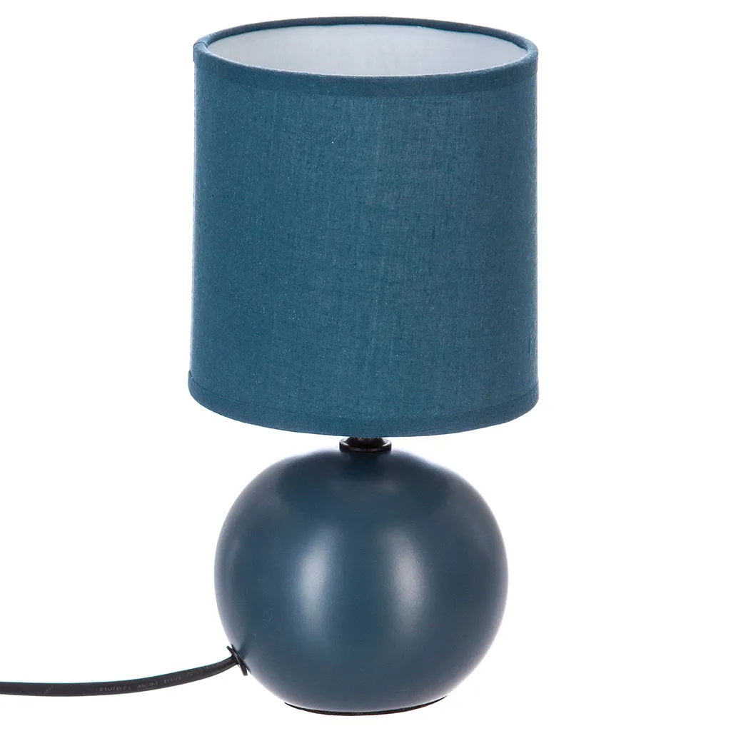Lampe de chevet céramique boule bleu orage H 25 cm 