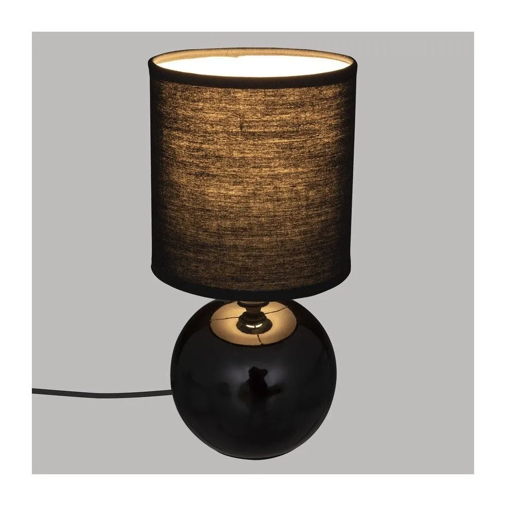 Lampe en céramique pied boule noir brillant