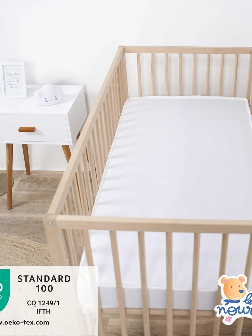LES NOURSONS - Matelas Bébé First - Confortable - Oeko Tex® - Garantie 2 ans - Fabrication française - Blanc