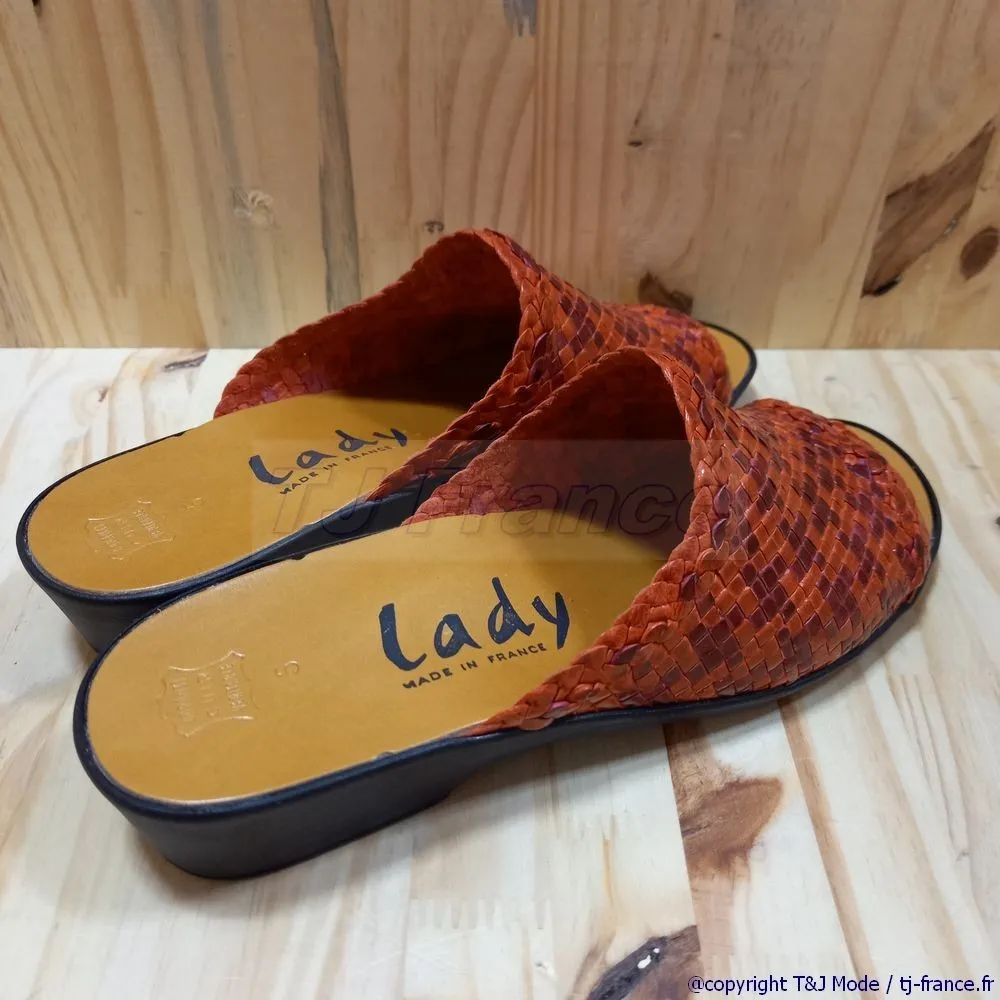 LILY jolie mule confort femme tout cuir tressé fabrication française