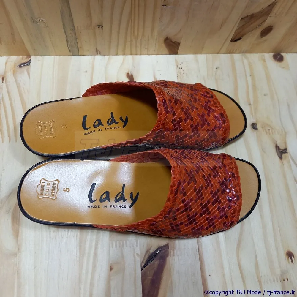 LILY jolie mule confort femme tout cuir tressé fabrication française