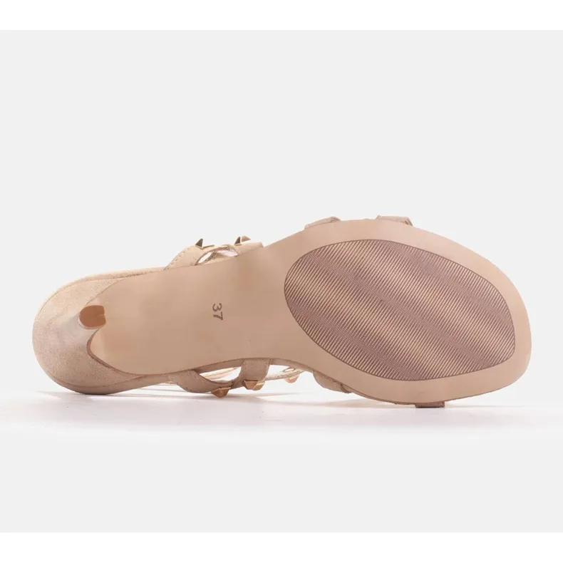 Marco Shoes Sandales en daim avec clous décoratifs beige