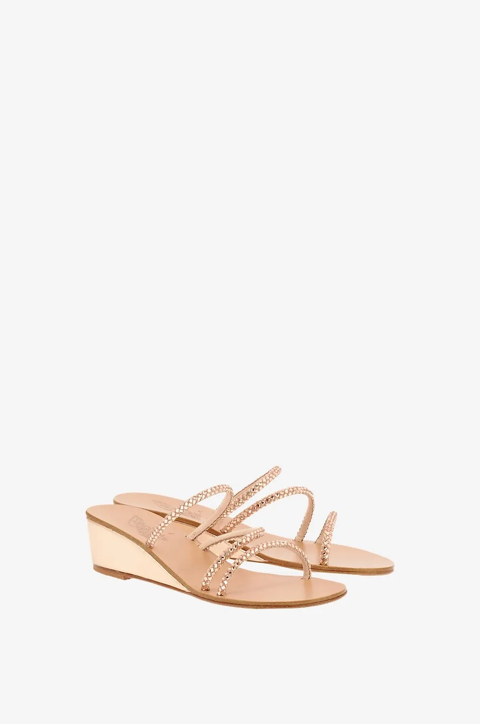 Mules compensées en cuir métallisé Polymiti Low Wedge