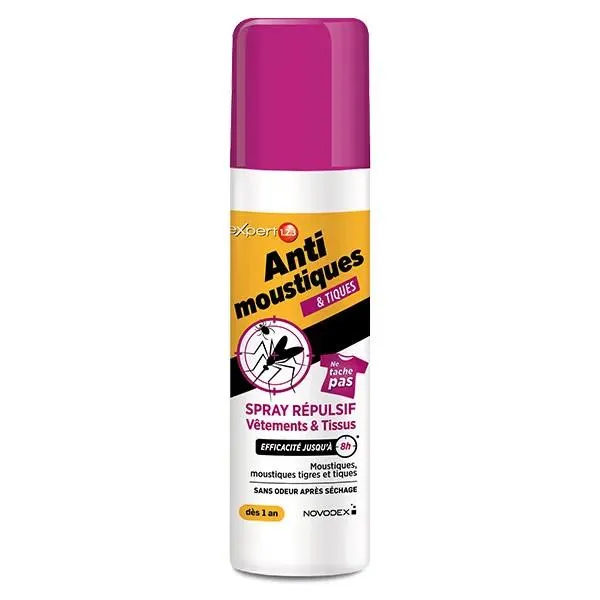 Nutreov Expert 123 Anti-moustiques et Tiques spray répulsif Vêtements et Tissus 100 ml