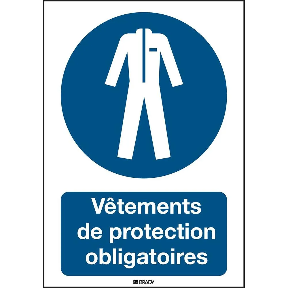 Panneau adhésif permanent acrylic Vêtements de protection obligatoires Rectan...