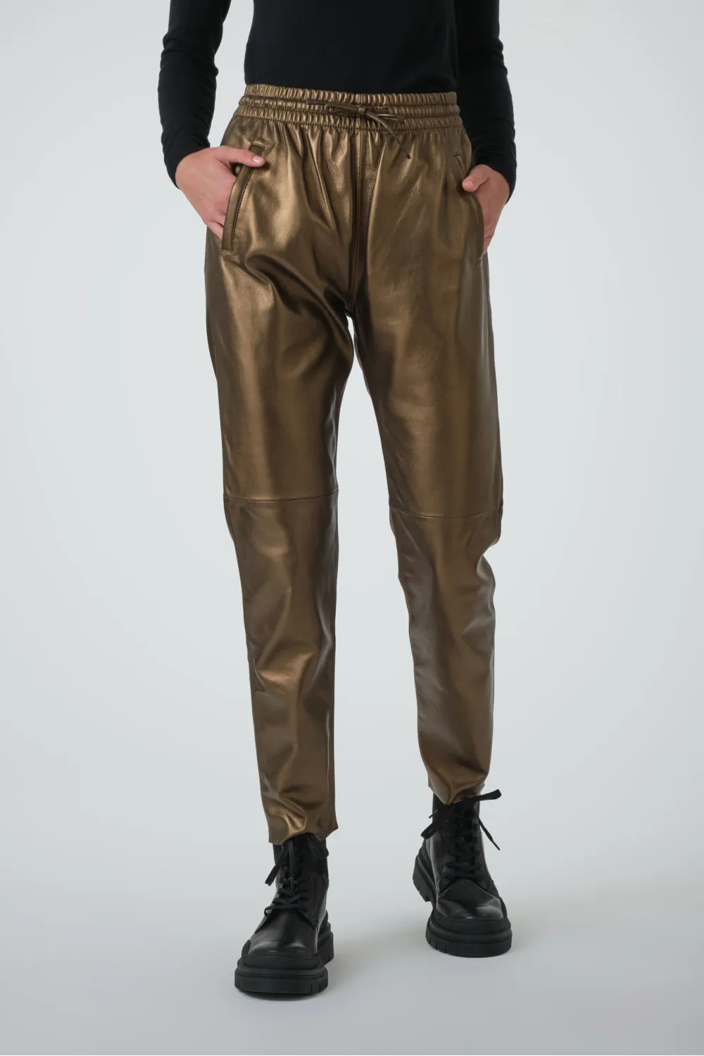 Pantalon cuir métallisé bronze doré, Oakwood - GIFT METAL 561 Gold | Cesare Nori