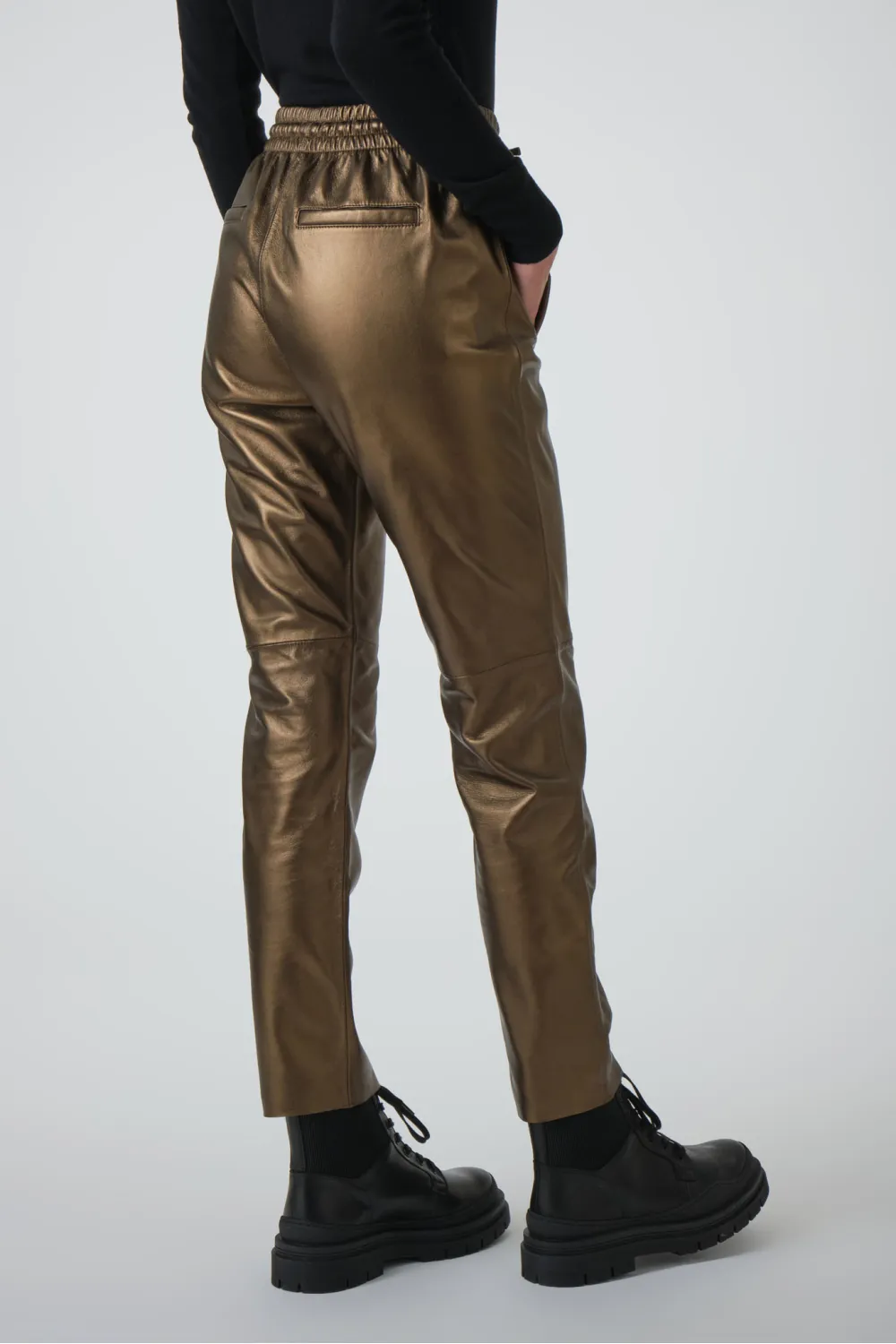 Pantalon cuir métallisé bronze doré, Oakwood - GIFT METAL 561 Gold | Cesare Nori