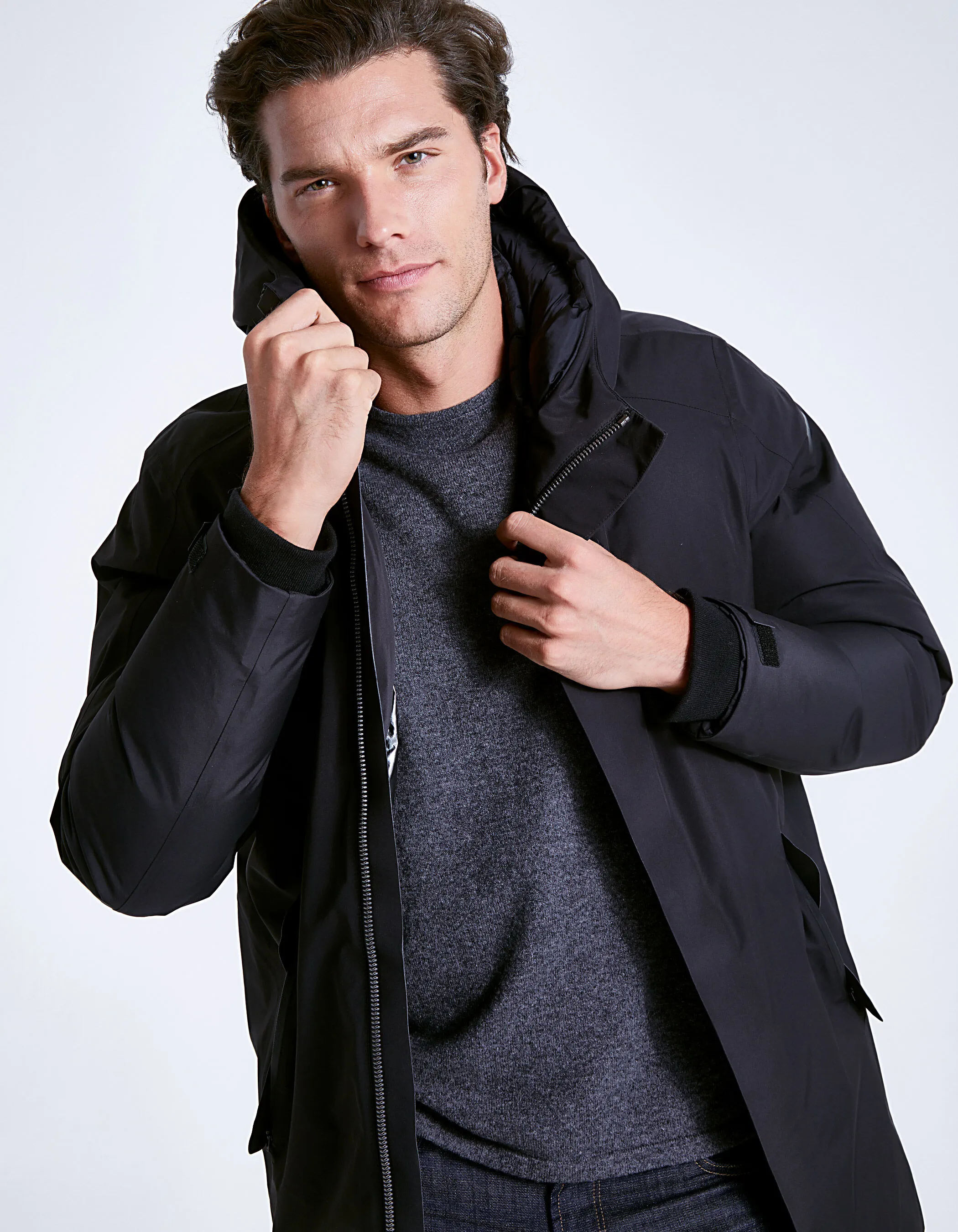 Parka longue noire Waterproof Homme