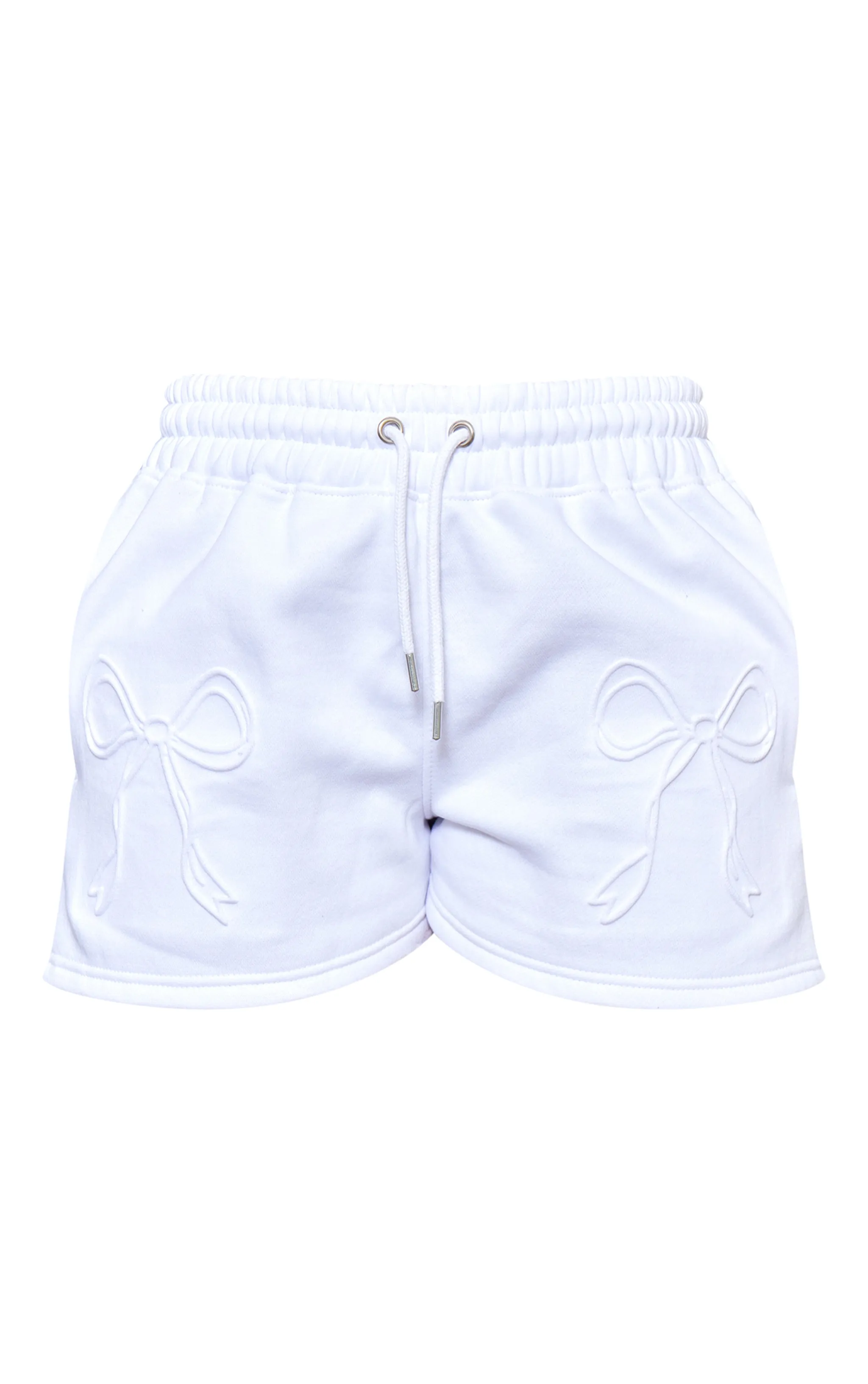 Petite Short blanc à noeuds embossés