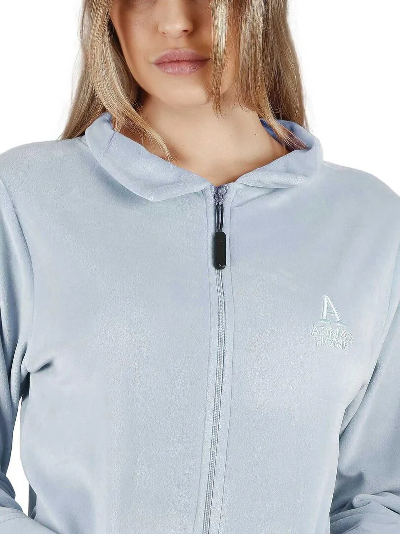 Pyjama pantalon veste zippée Soft Home - Bleu