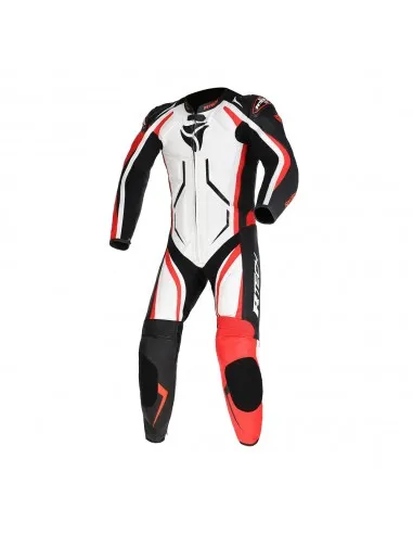 R-Tech Defender GP Combinaison en Cuir de Moto 1Pc Blanc/Noir/Rouge