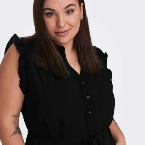 Robe sans manches col v cintrée droite boutons Femme ONLY CARMAKOMA à