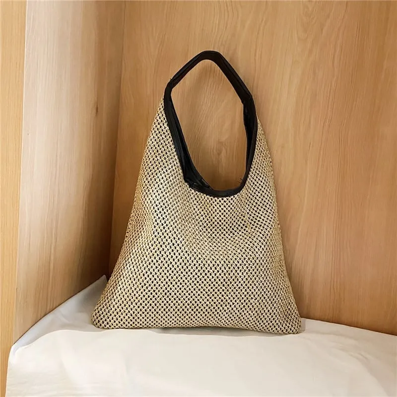 Sac de plage en lin tissé vintage • Vintage Univers
