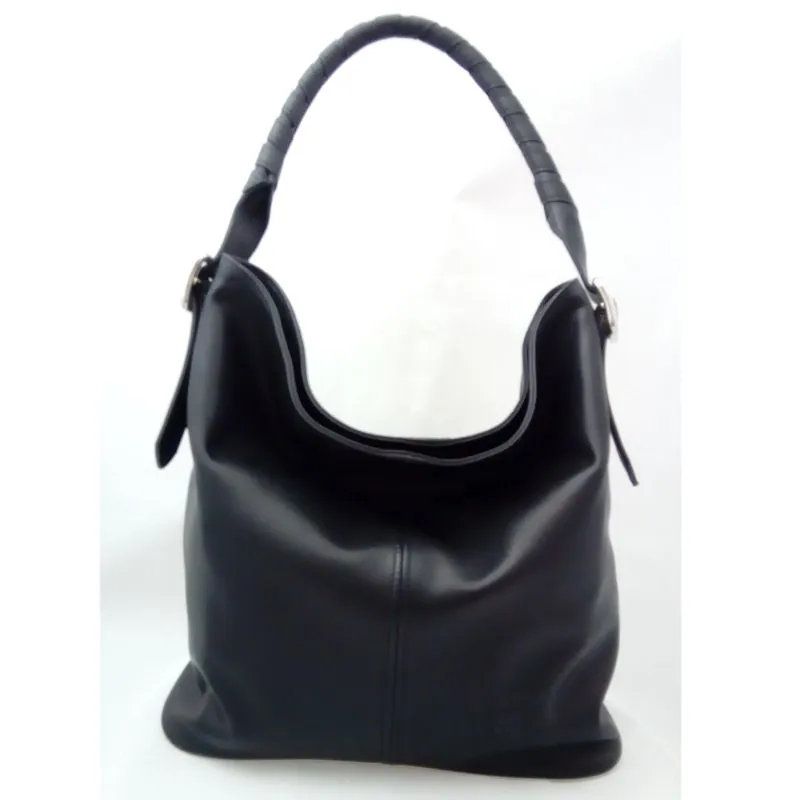 Sac Hobo en cuir souple noir | Maroquinerie française - ML-Sellier