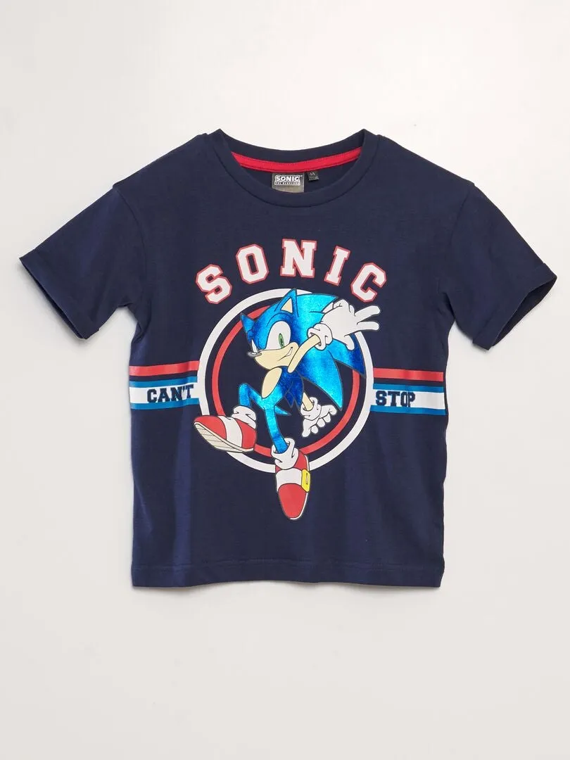 T-shirt imprimé métallisé 'Sonic' - Bleu
