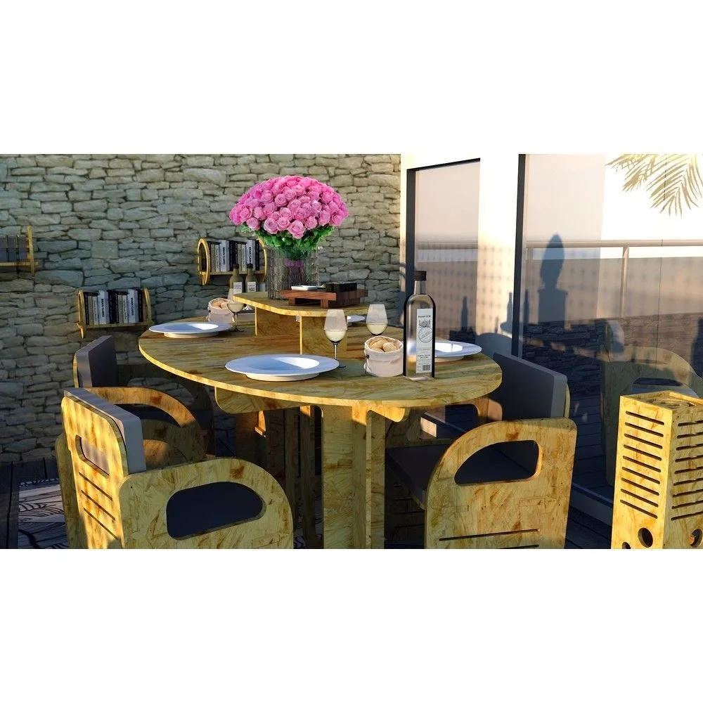 Table ovale à étage en copeaux de bois 100 % française