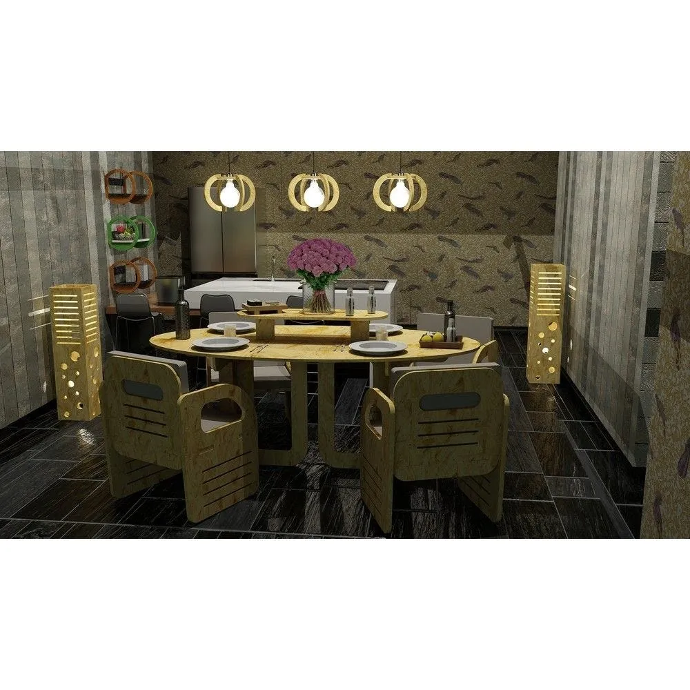 Table ovale à étage en copeaux de bois 100 % française