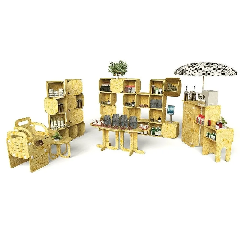 Table ovale à étage en copeaux de bois 100 % française