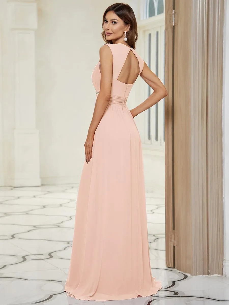 Taille personnalisée Robe longue de demoiselle d'honneur froncée