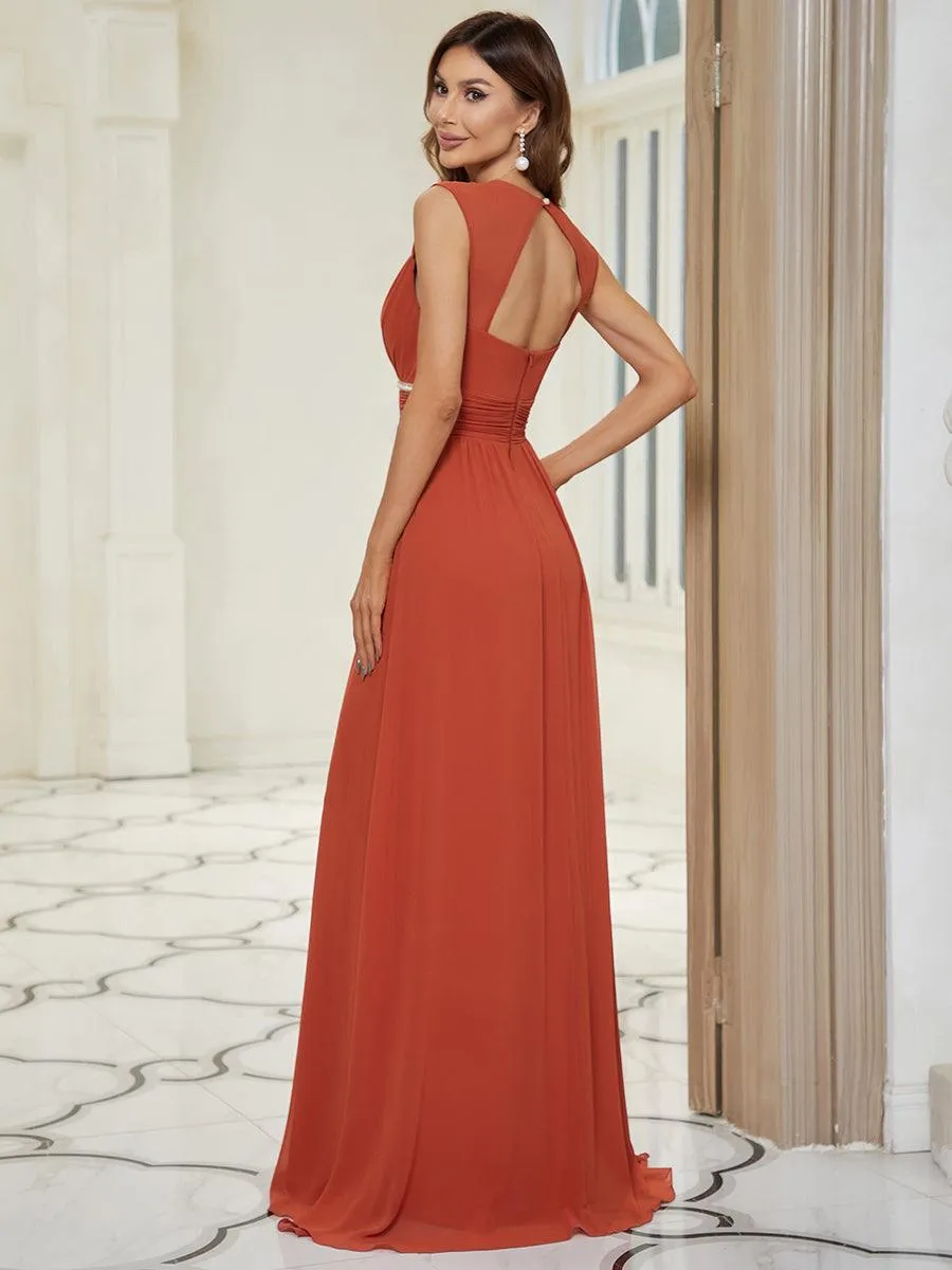 Taille personnalisée Robe longue de demoiselle d'honneur froncée