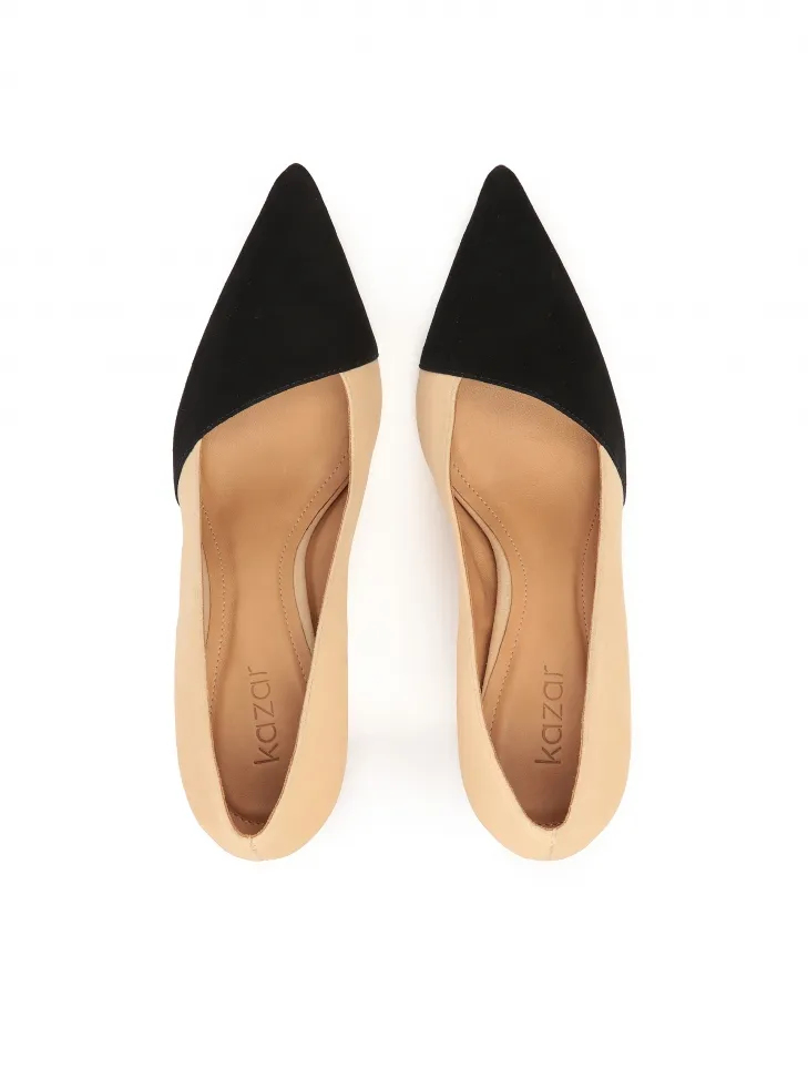 Talons aiguilles en daim bicolore 