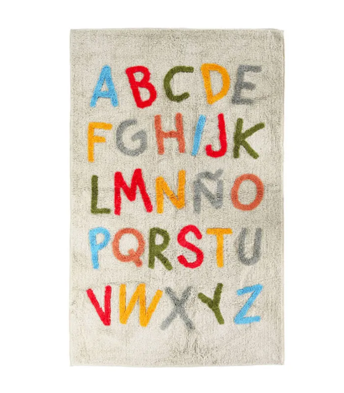 Tapis chambre enfant alphabet multicolore en coton 100x150x1.5cm