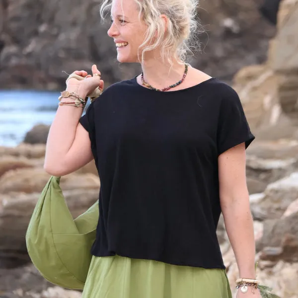 Tee-shirt Suzelle - lin/viscose noir